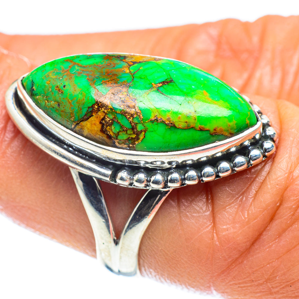Green Copper Composite Turquoise Rings handcrafted by Ana Silver Co - RING59621