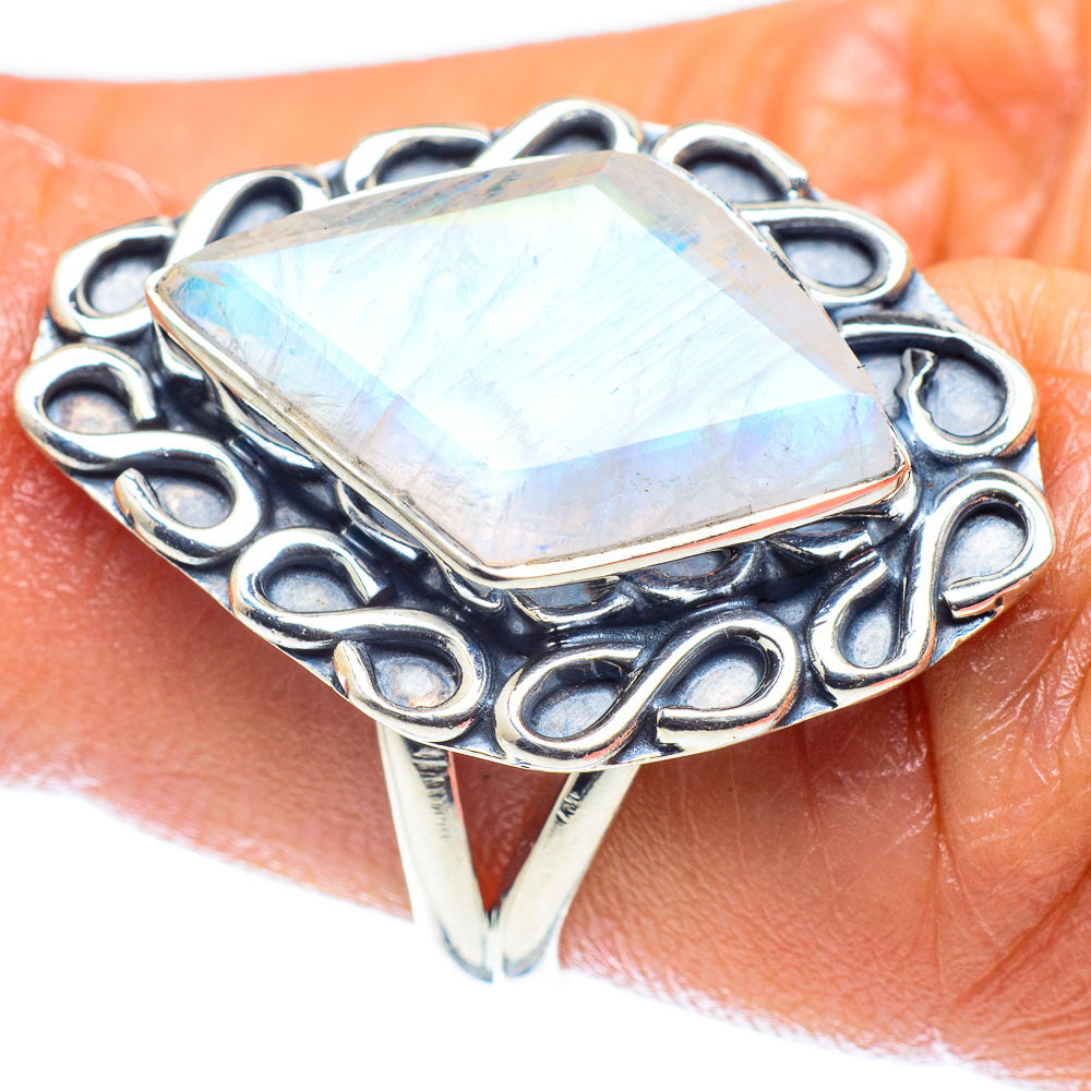 Rainbow Moonstone Rings handcrafted by Ana Silver Co - RING59628
