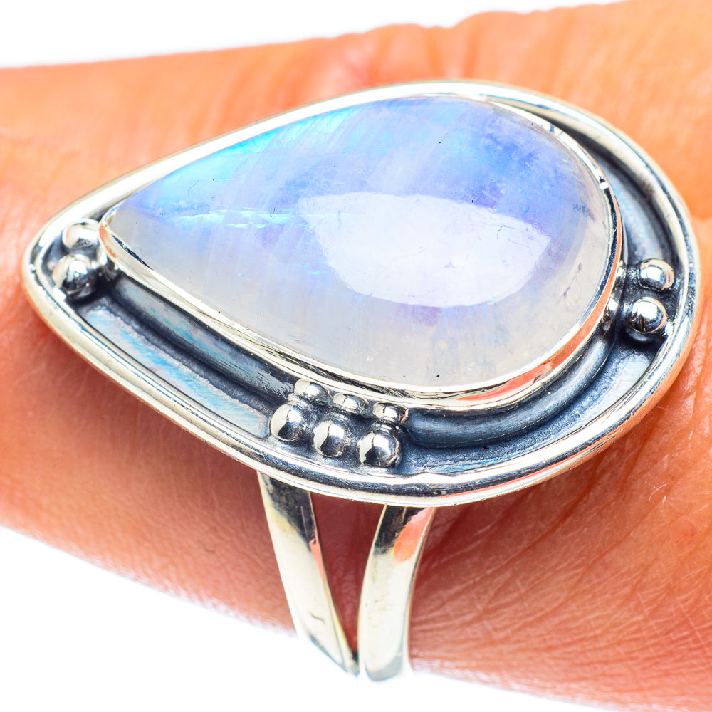 Rainbow Moonstone Rings handcrafted by Ana Silver Co - RING59635