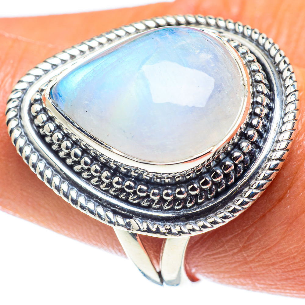 Rainbow Moonstone Rings handcrafted by Ana Silver Co - RING59672