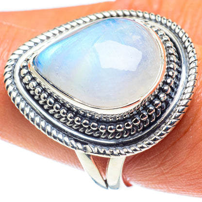 Rainbow Moonstone Rings handcrafted by Ana Silver Co - RING59672