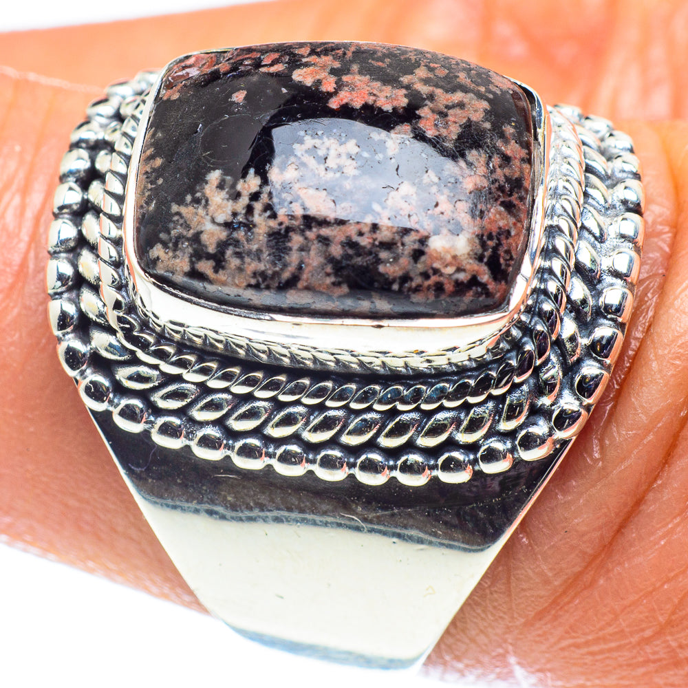 Snowflake Obsidian Rings handcrafted by Ana Silver Co - RING59673