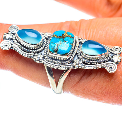 Blue Copper Composite Turquoise Rings handcrafted by Ana Silver Co - RING59705