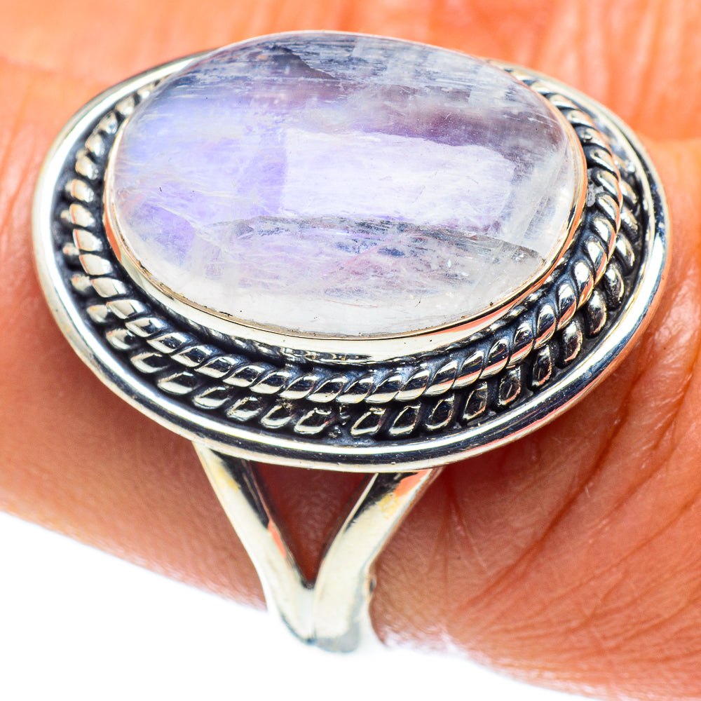 Rainbow Moonstone Rings handcrafted by Ana Silver Co - RING59715
