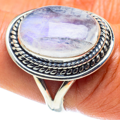 Rainbow Moonstone Rings handcrafted by Ana Silver Co - RING59715