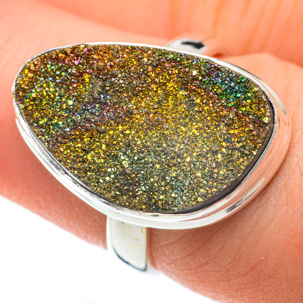 Spectro Pyrite Druzy Rings handcrafted by Ana Silver Co - RING59752