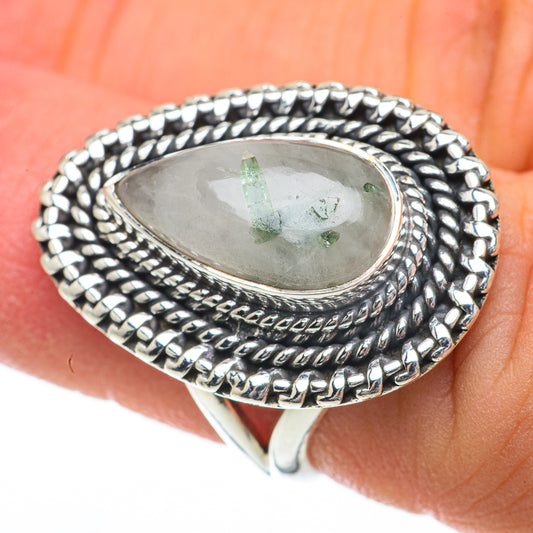 Green Tourmaline In Quartz Rings handcrafted by Ana Silver Co - RING59757