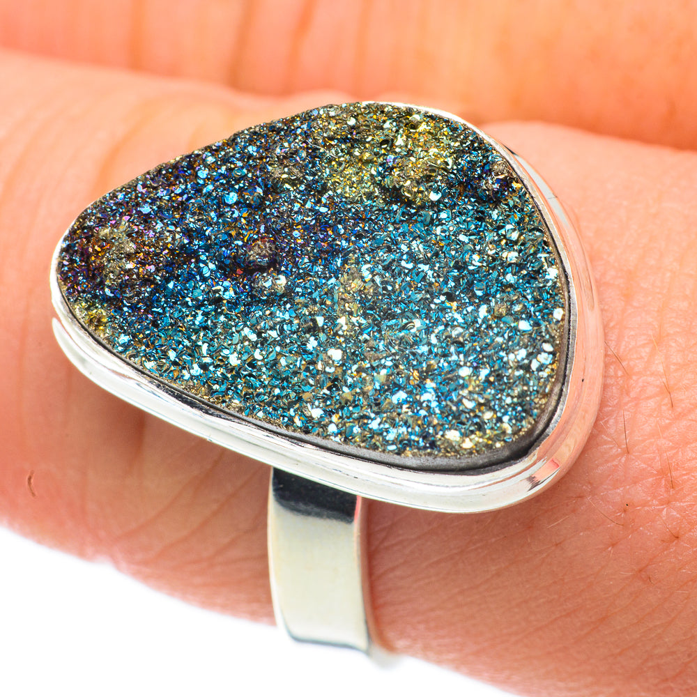 Spectro Pyrite Druzy Rings handcrafted by Ana Silver Co - RING59802