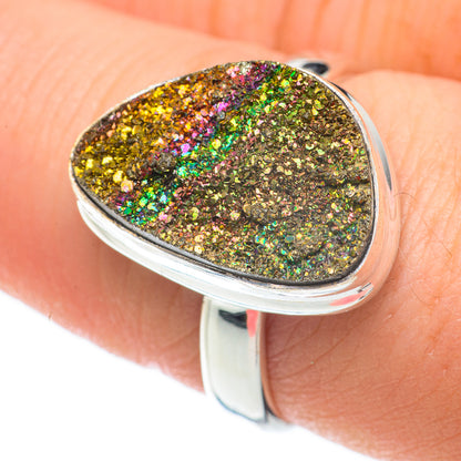 Spectro Pyrite Druzy Rings handcrafted by Ana Silver Co - RING59825