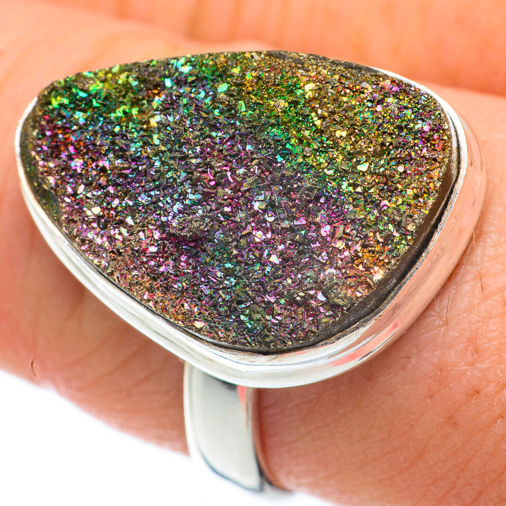 Spectro Pyrite Druzy Rings handcrafted by Ana Silver Co - RING59831