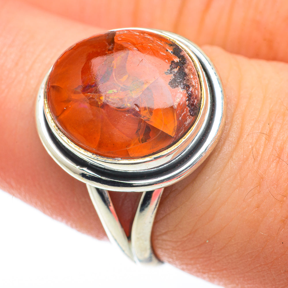 Mexican Fire Opal Rings handcrafted by Ana Silver Co - RING59833