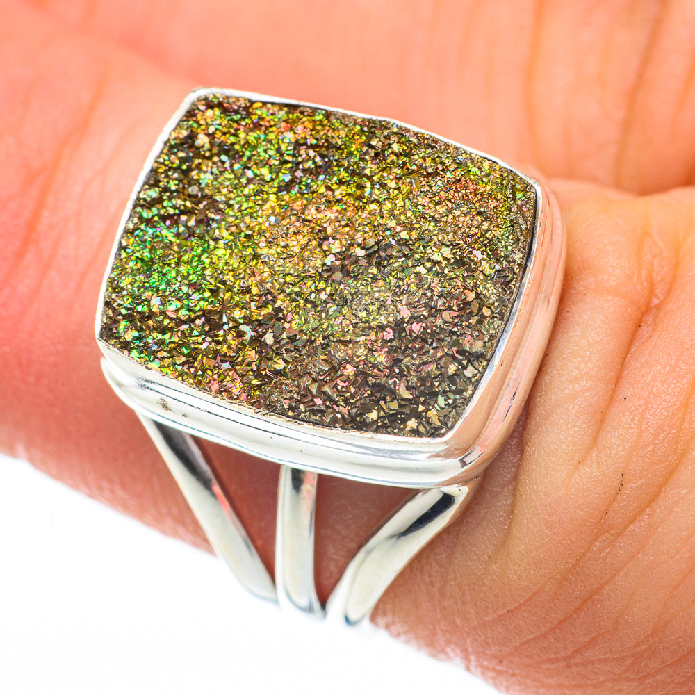 Spectro Pyrite Druzy Rings handcrafted by Ana Silver Co - RING59859