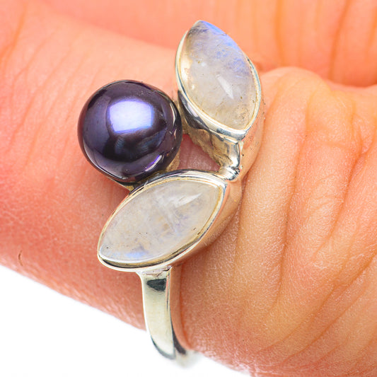 Titanium Pearl Rings handcrafted by Ana Silver Co - RING59945