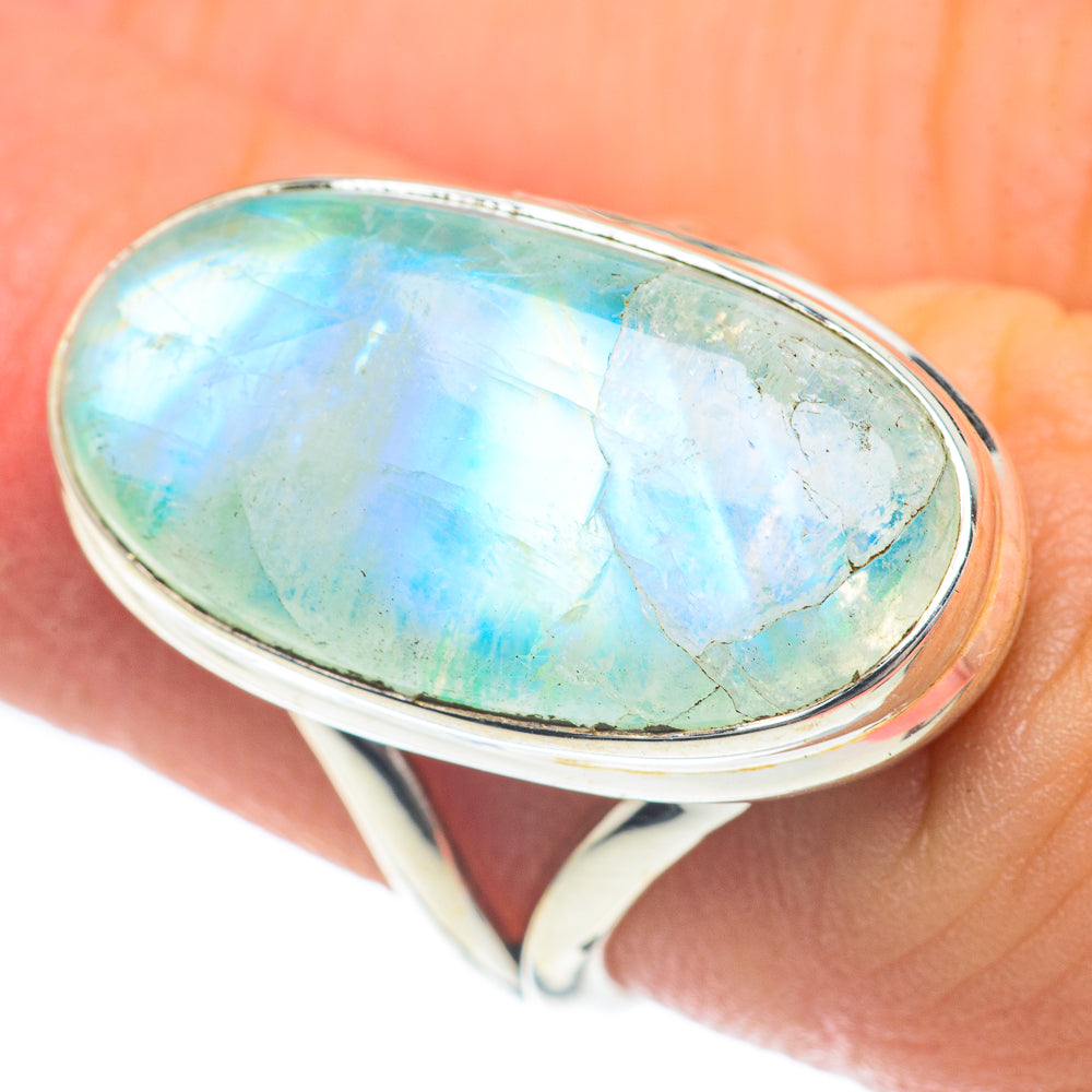 Green Moonstone Rings handcrafted by Ana Silver Co - RING60037