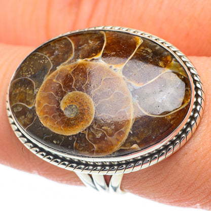 Ammonite Fossil Rings handcrafted by Ana Silver Co - RING60105