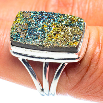 Spectro Pyrite Druzy Rings handcrafted by Ana Silver Co - RING60124