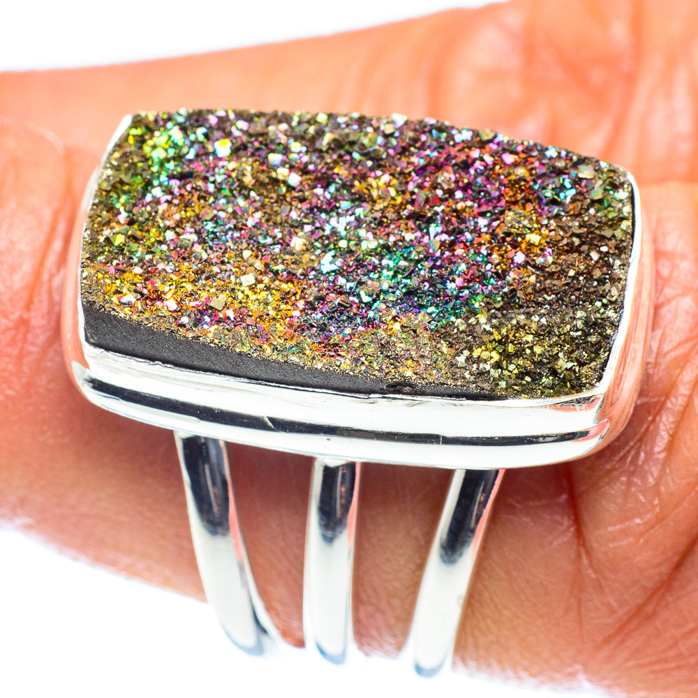 Spectro Pyrite Druzy Rings handcrafted by Ana Silver Co - RING60151