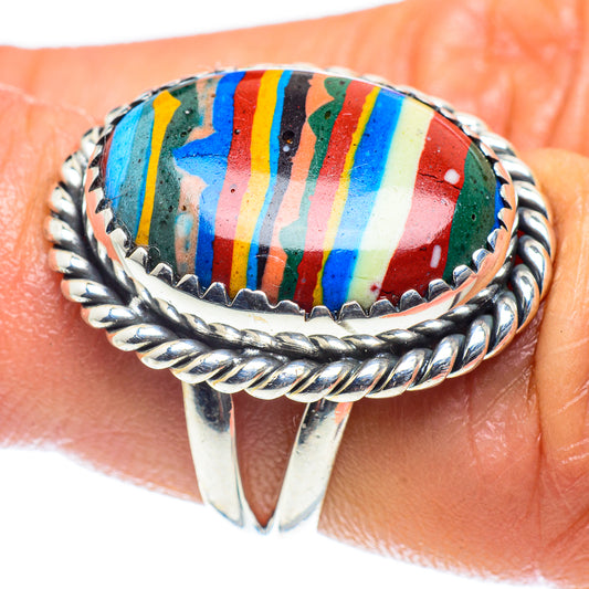 Rainbow Calsilica Rings handcrafted by Ana Silver Co - RING60183