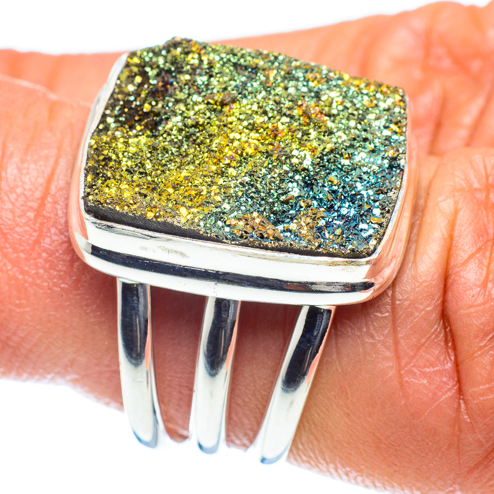 Spectro Pyrite Druzy Rings handcrafted by Ana Silver Co - RING60190