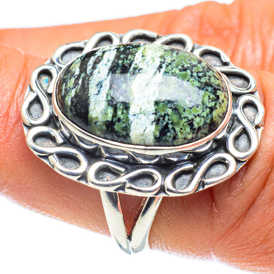 Green Vein Jasper Rings handcrafted by Ana Silver Co - RING60193