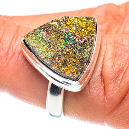 Spectro Pyrite Druzy Rings handcrafted by Ana Silver Co - RING60215