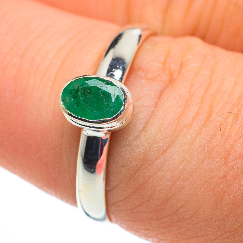 Zambian Emerald Rings handcrafted by Ana Silver Co - RING60226