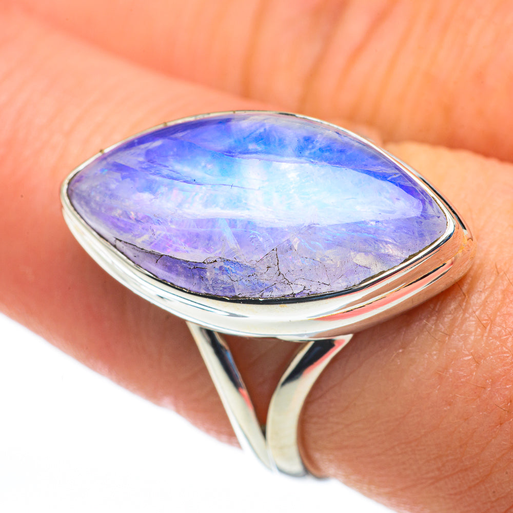 Rainbow Moonstone Rings handcrafted by Ana Silver Co - RING60278