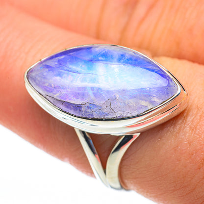 Rainbow Moonstone Rings handcrafted by Ana Silver Co - RING60278