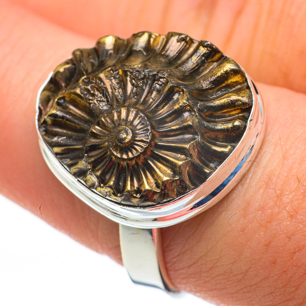 Pyrite Fossil Rings handcrafted by Ana Silver Co - RING60286