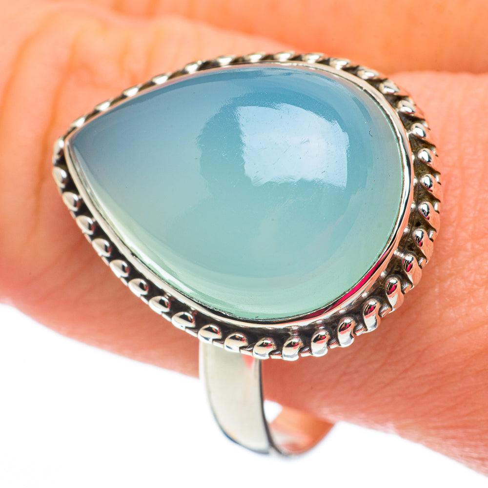 Aqua Chalcedony Rings handcrafted by Ana Silver Co - RING60303