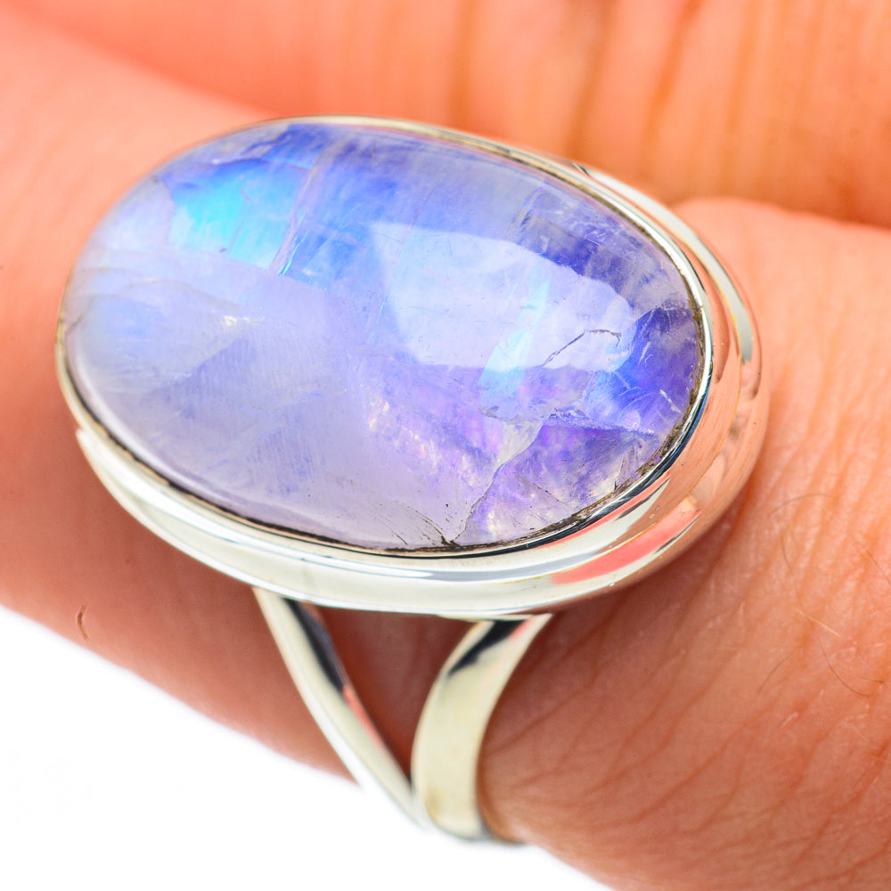 Rainbow Moonstone Rings handcrafted by Ana Silver Co - RING60354