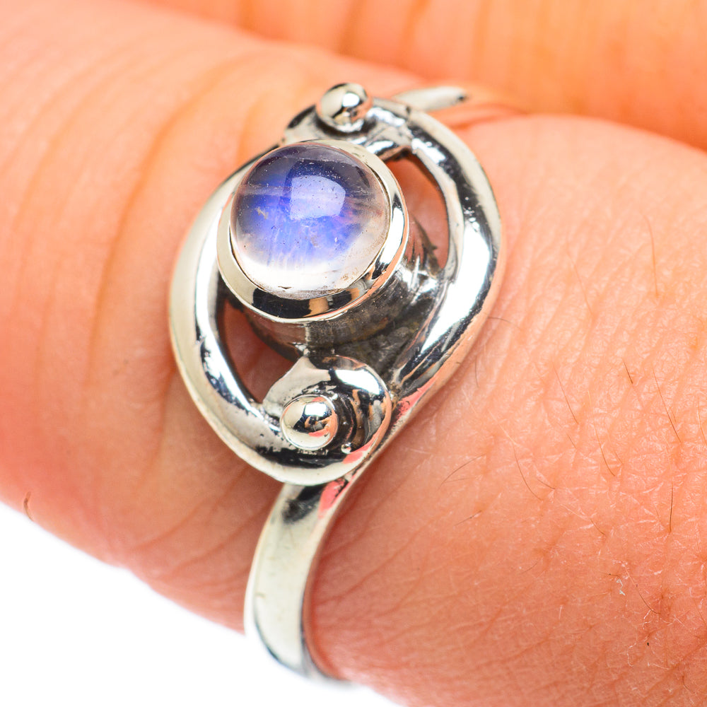 Rainbow Moonstone Rings handcrafted by Ana Silver Co - RING60379
