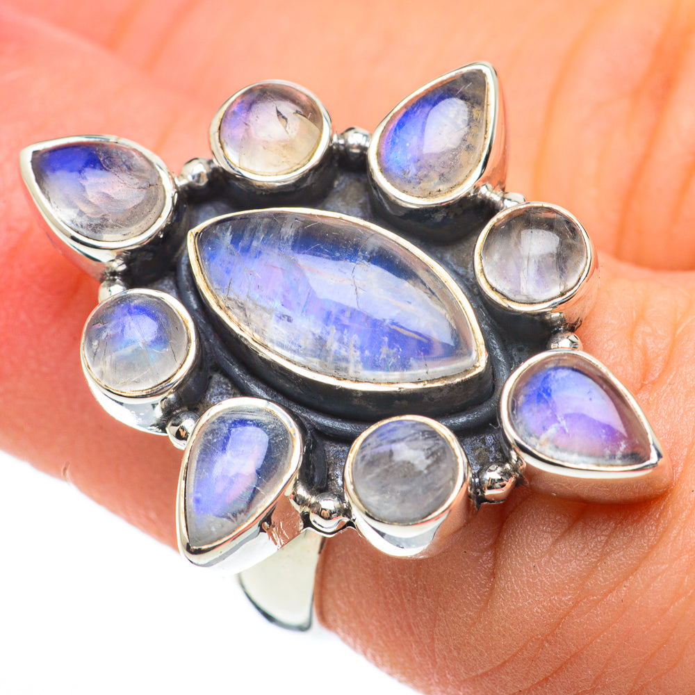Rainbow Moonstone Rings handcrafted by Ana Silver Co - RING60380
