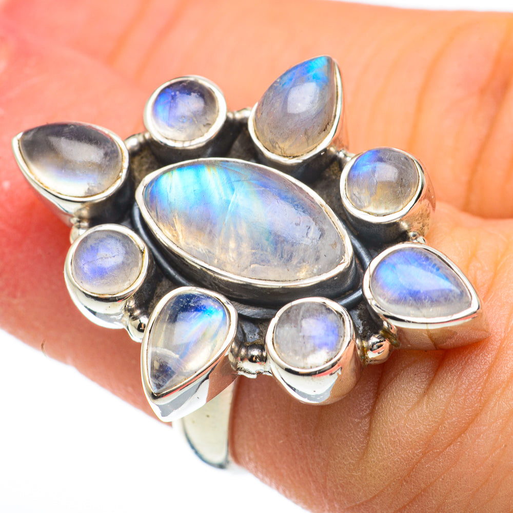 Rainbow Moonstone Rings handcrafted by Ana Silver Co - RING60408