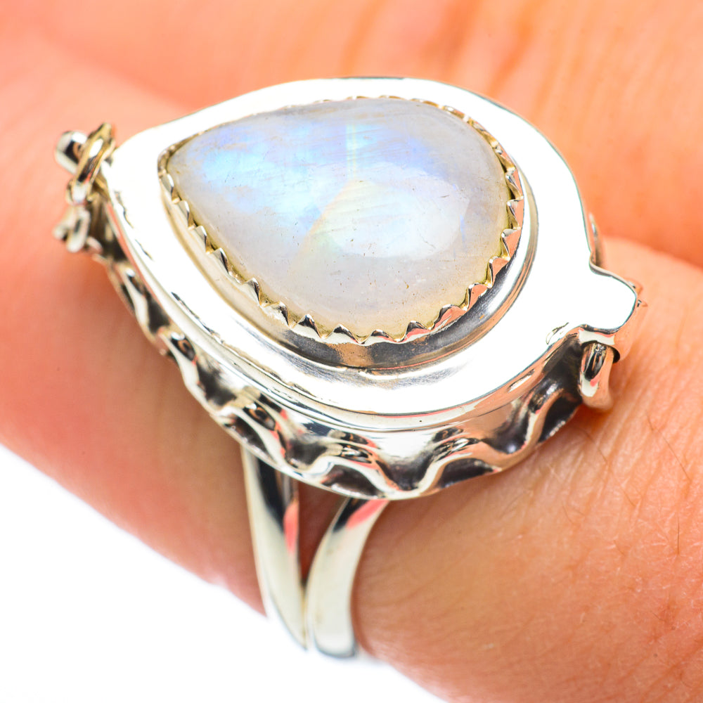 Rainbow Moonstone Rings handcrafted by Ana Silver Co - RING60409
