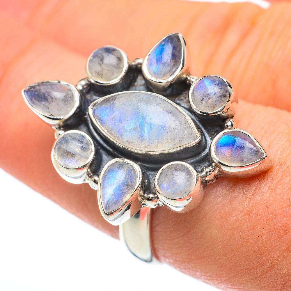 Rainbow Moonstone Rings handcrafted by Ana Silver Co - RING60464