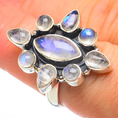 Rainbow Moonstone Rings handcrafted by Ana Silver Co - RING60489