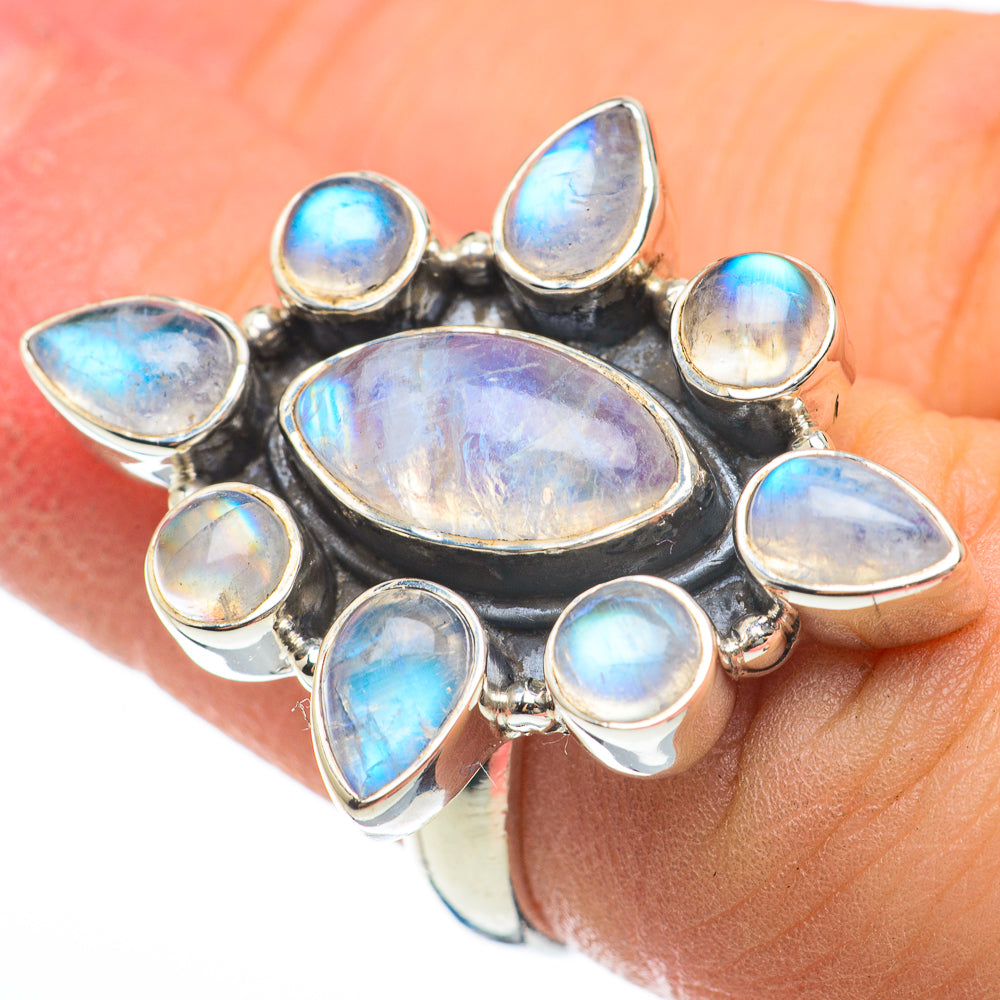 Rainbow Moonstone Rings handcrafted by Ana Silver Co - RING60511