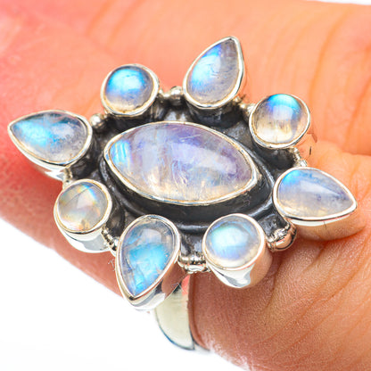 Rainbow Moonstone Rings handcrafted by Ana Silver Co - RING60511