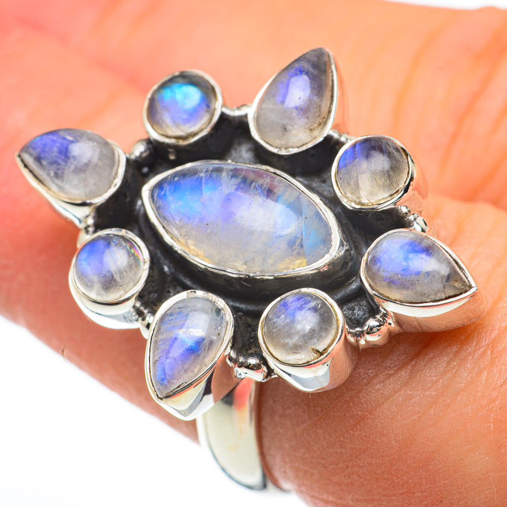 Rainbow Moonstone Rings handcrafted by Ana Silver Co - RING60534