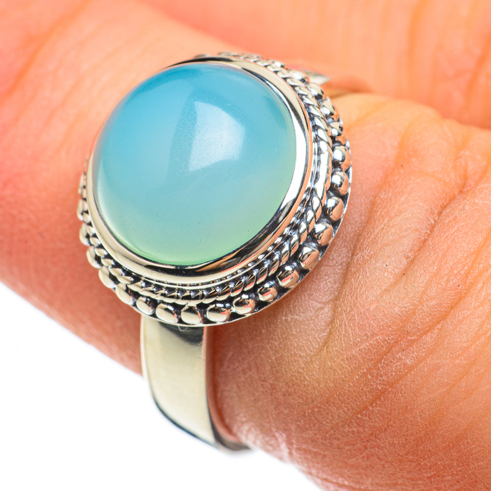 Aqua Chalcedony Rings handcrafted by Ana Silver Co - RING60567