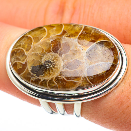 Ammonite Fossil Rings handcrafted by Ana Silver Co - RING60612