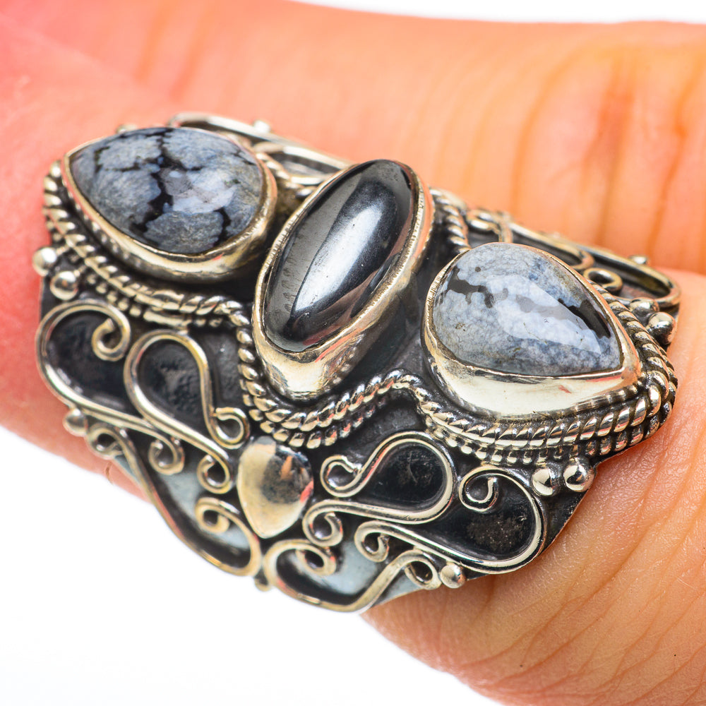 Snowflake Obsidian Rings handcrafted by Ana Silver Co - RING60653