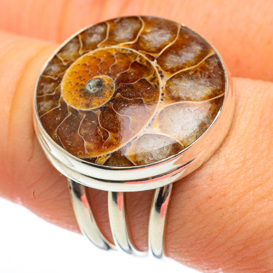 Ammonite Fossil Rings handcrafted by Ana Silver Co - RING60695