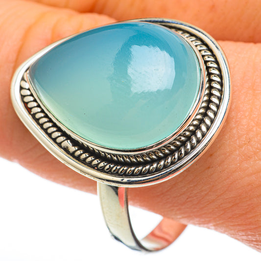 Aqua Chalcedony Rings handcrafted by Ana Silver Co - RING60712