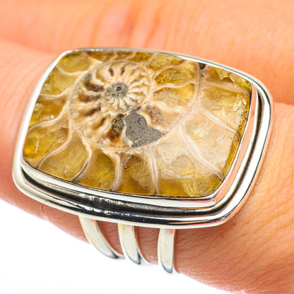 Ammonite Fossil Rings handcrafted by Ana Silver Co - RING60720
