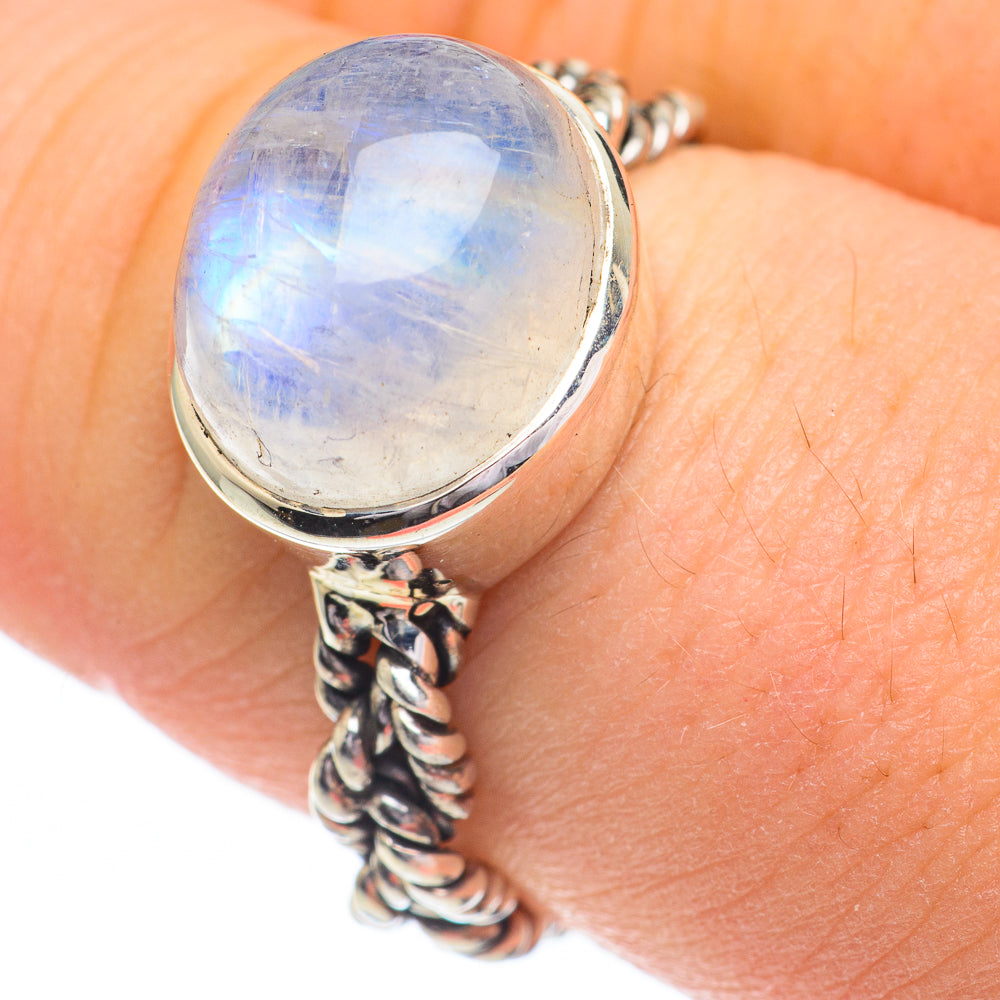Rainbow Moonstone Rings handcrafted by Ana Silver Co - RING60779