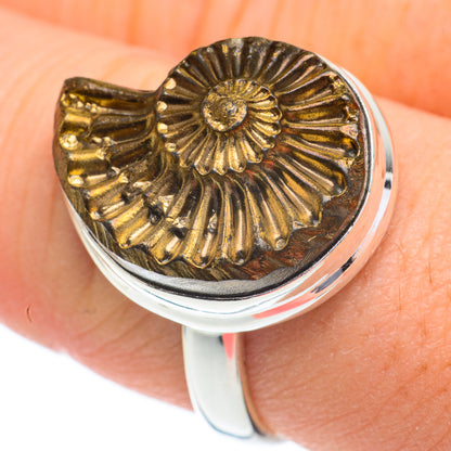 Pyrite Fossil Rings handcrafted by Ana Silver Co - RING60806
