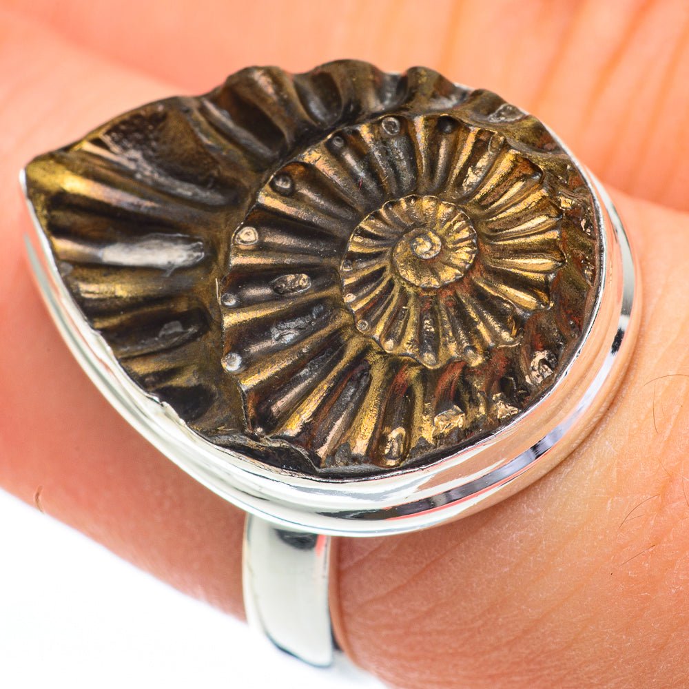 Pyrite Fossil Rings handcrafted by Ana Silver Co - RING60807