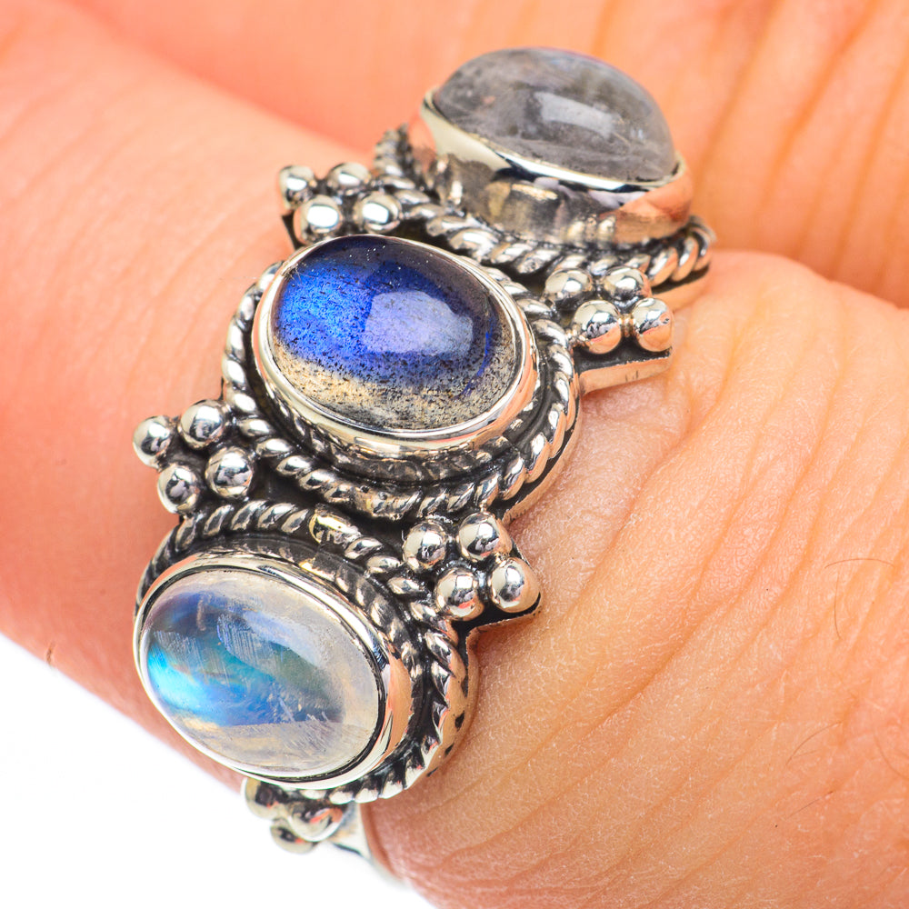 Rainbow Moonstone Rings handcrafted by Ana Silver Co - RING60808